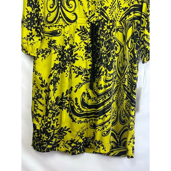 NWT Uncle Frank Women's Size XS Green/Black Floral Print 3/4 Sleeve Dress - Picture 9 of 10